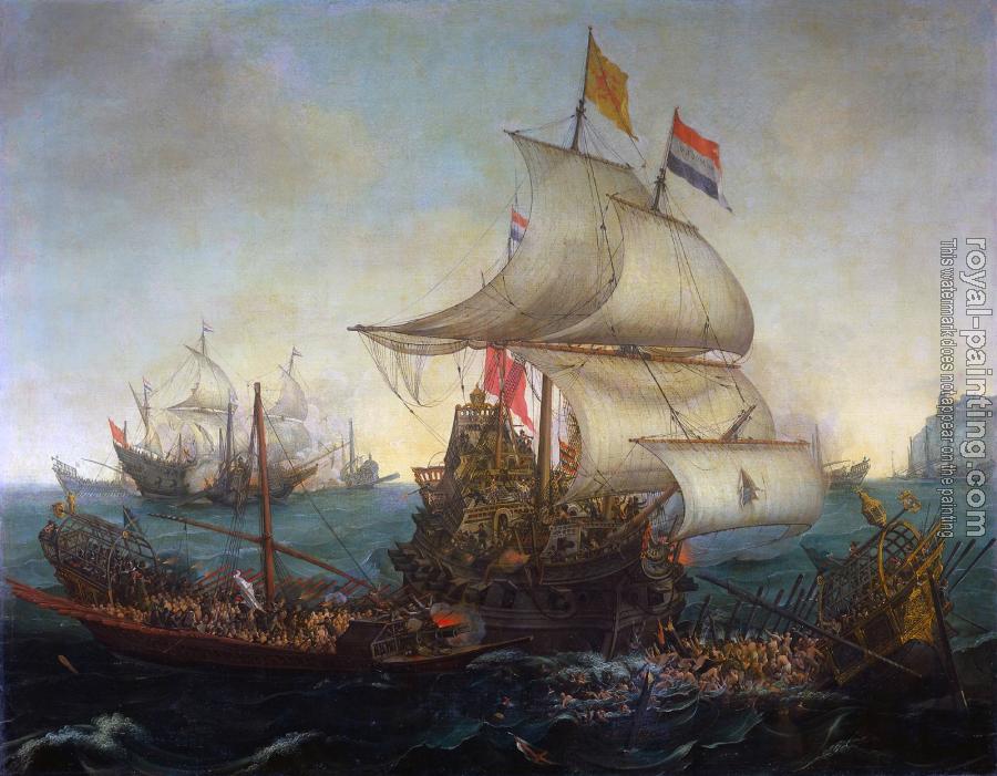 Hendrick Cornelisz Vroom : Dutch Ships Ramming Spanish Galleys off the Flemish Coast in October